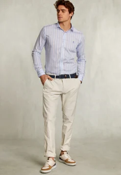 Fashion River Woods Slim fit gestreept hemd blauw/wit -