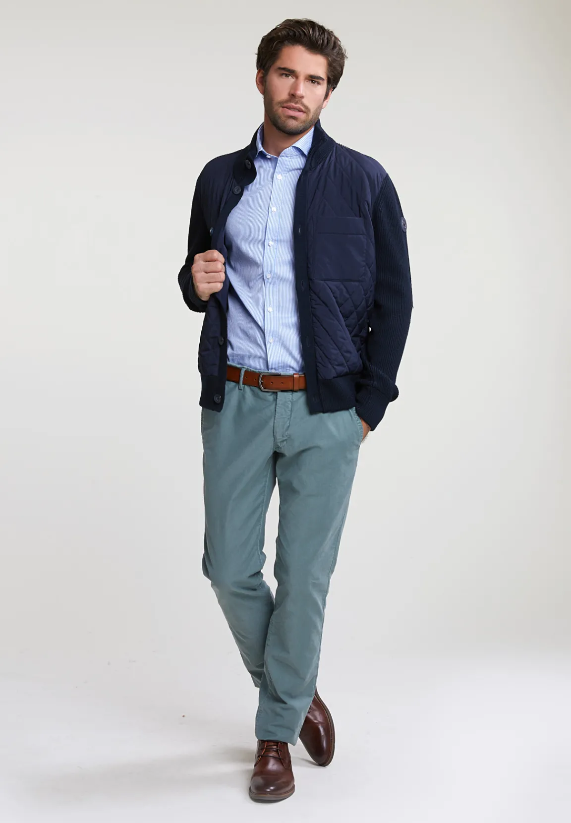 Hot River Woods Slim fit gestreept hemd blauw/wit -