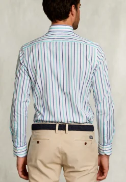 Hot River Woods Slim fit gestreept hemd groen/blauw -