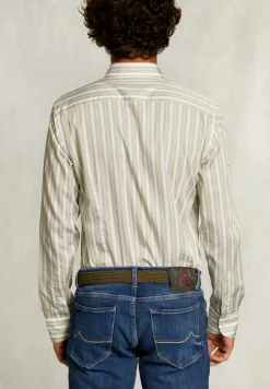 Outlet River Woods Slim fit gestreept hemd groen/wit -