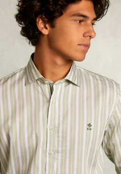 Outlet River Woods Slim fit gestreept hemd groen/wit -