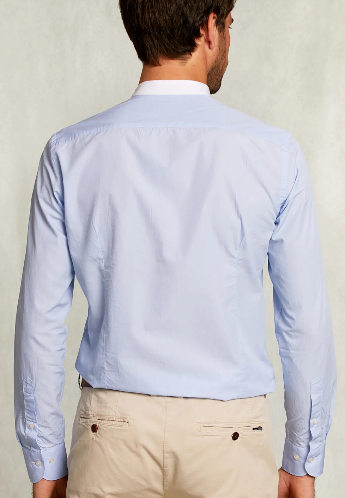 Best River Woods Slim fit gestreept hemd henley kraag blauw/wit -