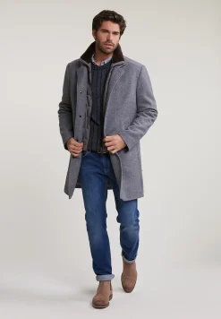 Clearance River Woods Slim fit gestreept hemd met zak blauw/wit -