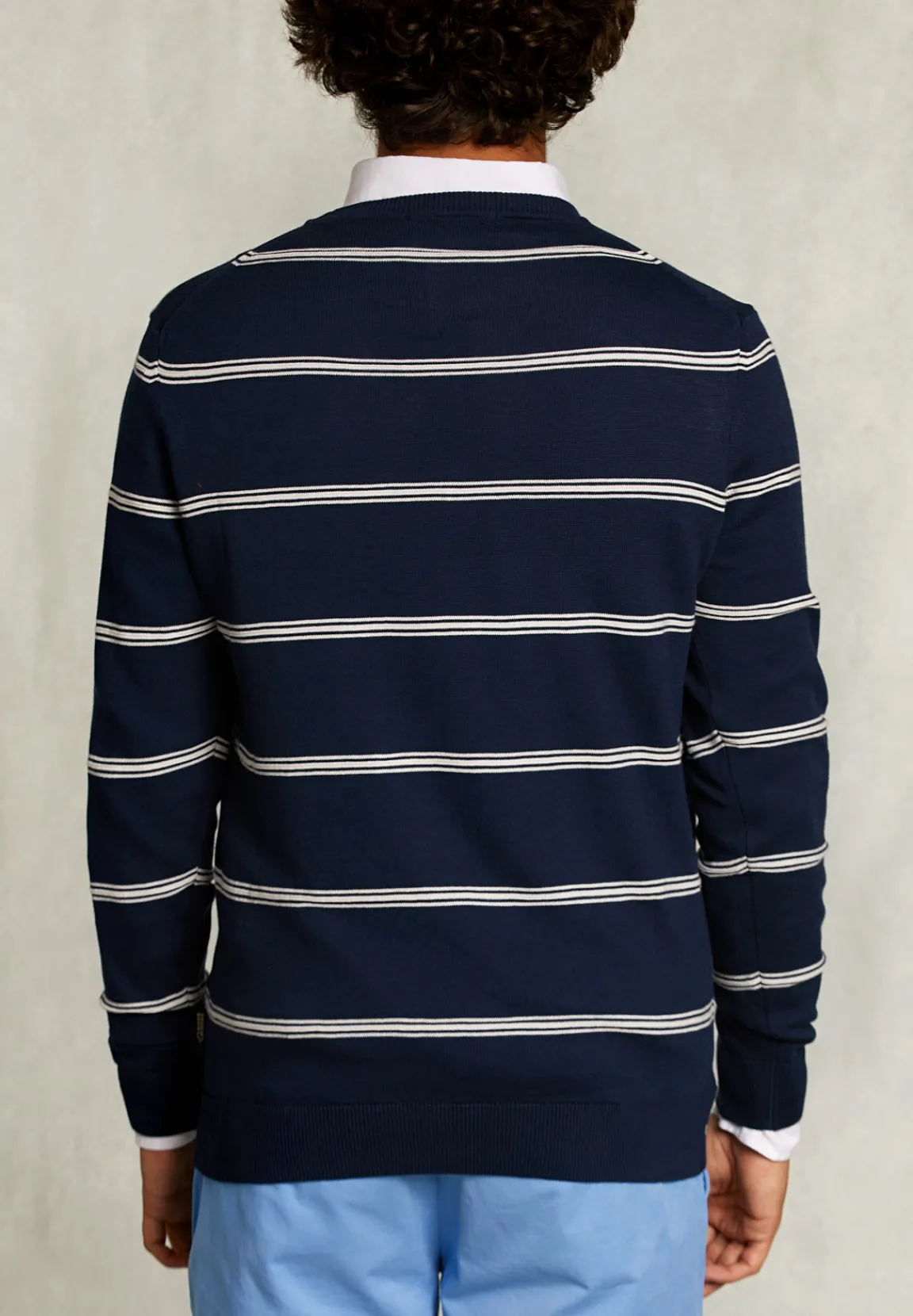 Clearance River Woods Slim fit gestreepte pima katoen trui french dark mix -