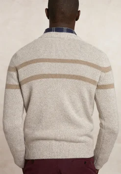 Sale River Woods Slim fit gestreepte wol-kasjmier trui mushroom -