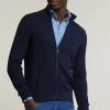 Clearance River Woods Slim fit katoenen cardigan opstaande kraag navy mix -