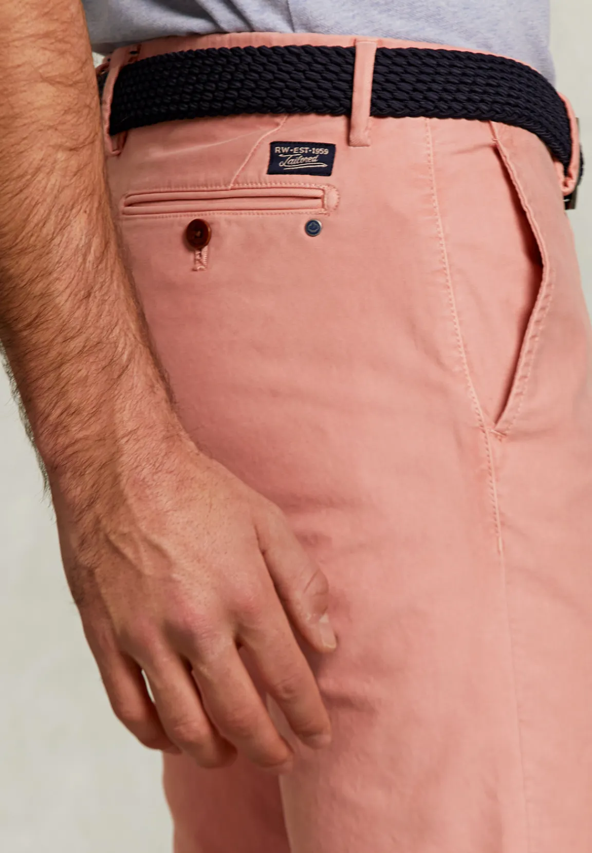 Discount River Woods Slim fit katoenen chino soil -