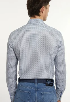 Fashion River Woods Slim fit katoenen fantasiehemd blauw/wit -