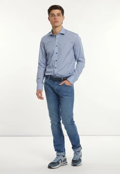 Online River Woods Slim fit katoenen fantasiehemd blauw/ wit -