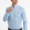 New River Woods Slim fit katoenen geruit performance stretch hemd blauw/wit -