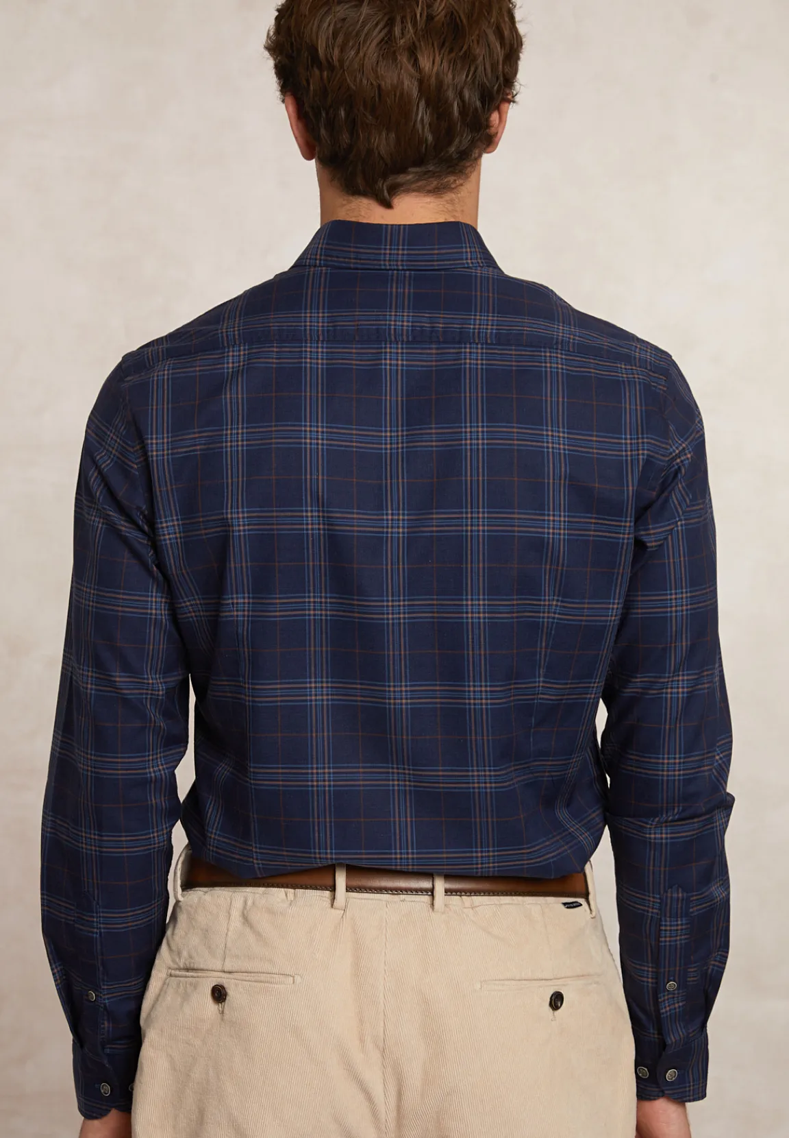 Outlet River Woods Slim fit katoenen geruit hemd blauw/bruin -