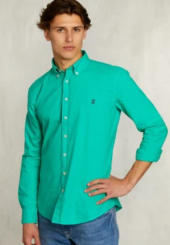 New River Woods Slim fit katoenen hemd kiwi -