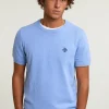 Hot River Woods Slim fit katoenen trui ronde hals korte mouwen chambray mix -