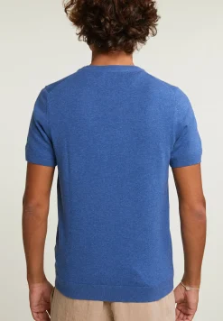 New River Woods Slim fit katoenen trui ronde hals korte mouwen lake mix -
