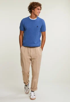 New River Woods Slim fit katoenen trui ronde hals korte mouwen lake mix -