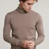 Best River Woods Slim fit merino rolkraag trui seal mix -