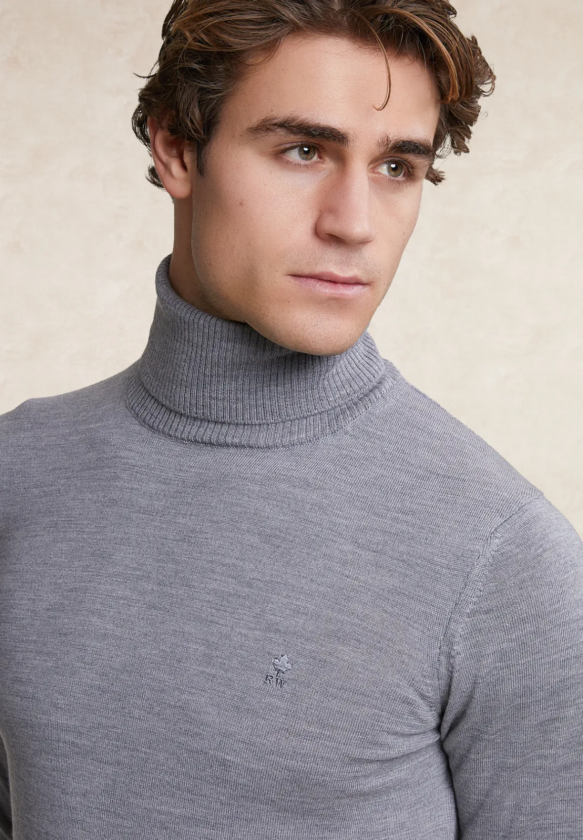 Discount River Woods Slim fit merino rolkraag trui inox mix -