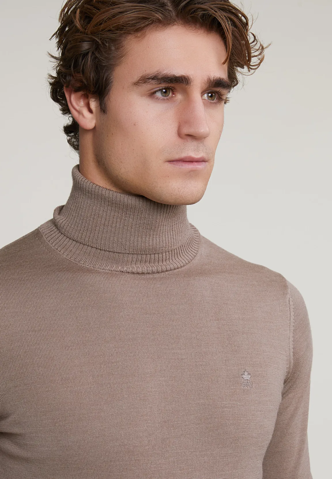 Best River Woods Slim fit merino rolkraag trui seal mix -