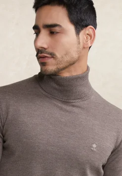 Fashion River Woods Slim fit merino rolkraag trui croissant mix -
