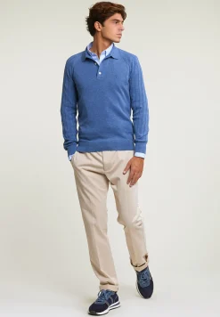 Fashion River Woods Slim fit pima katoen polotrui blauw -