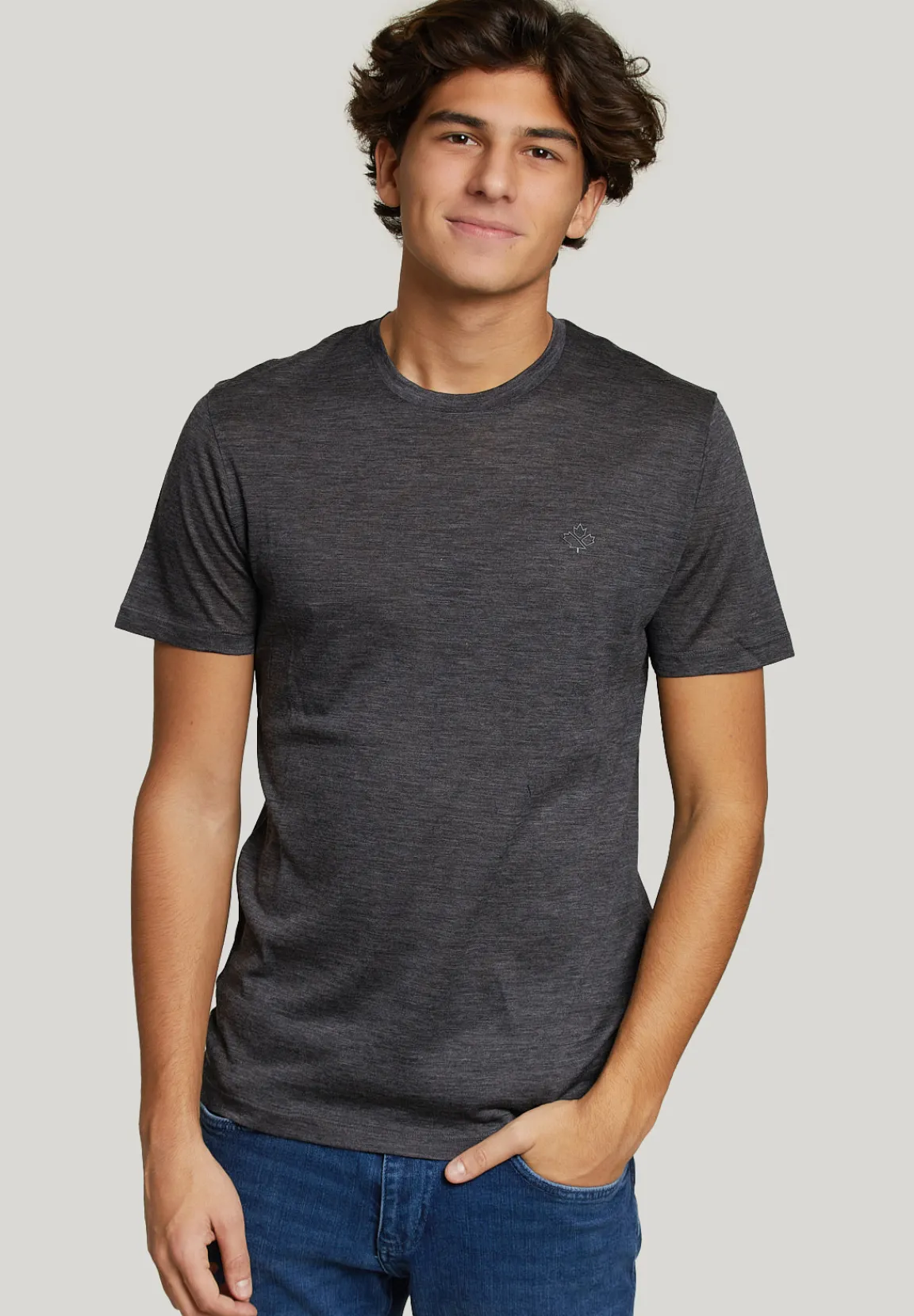 Fashion River Woods Slim fit scheerwol T-shirt grijs -