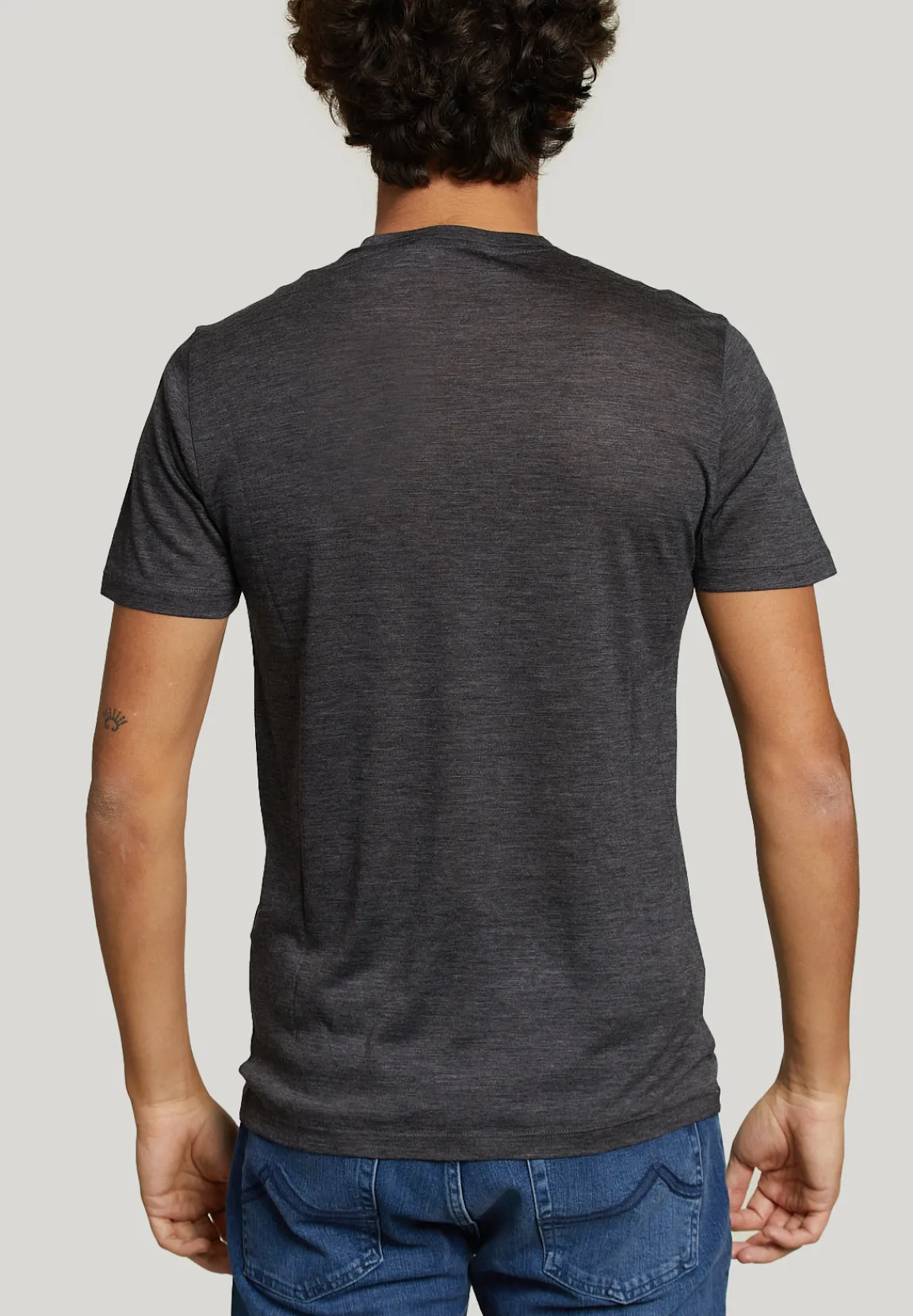 Fashion River Woods Slim fit scheerwol T-shirt grijs -