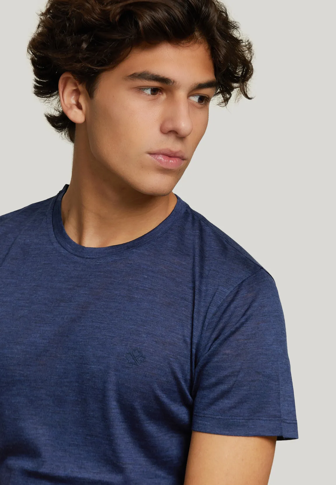Sale River Woods Slim fit scheerwol T-shirt blauw -