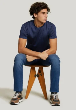 Sale River Woods Slim fit scheerwol T-shirt blauw -