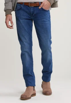 Outlet River Woods Slim fit stretch jeansbroek 5-zakken light stone -