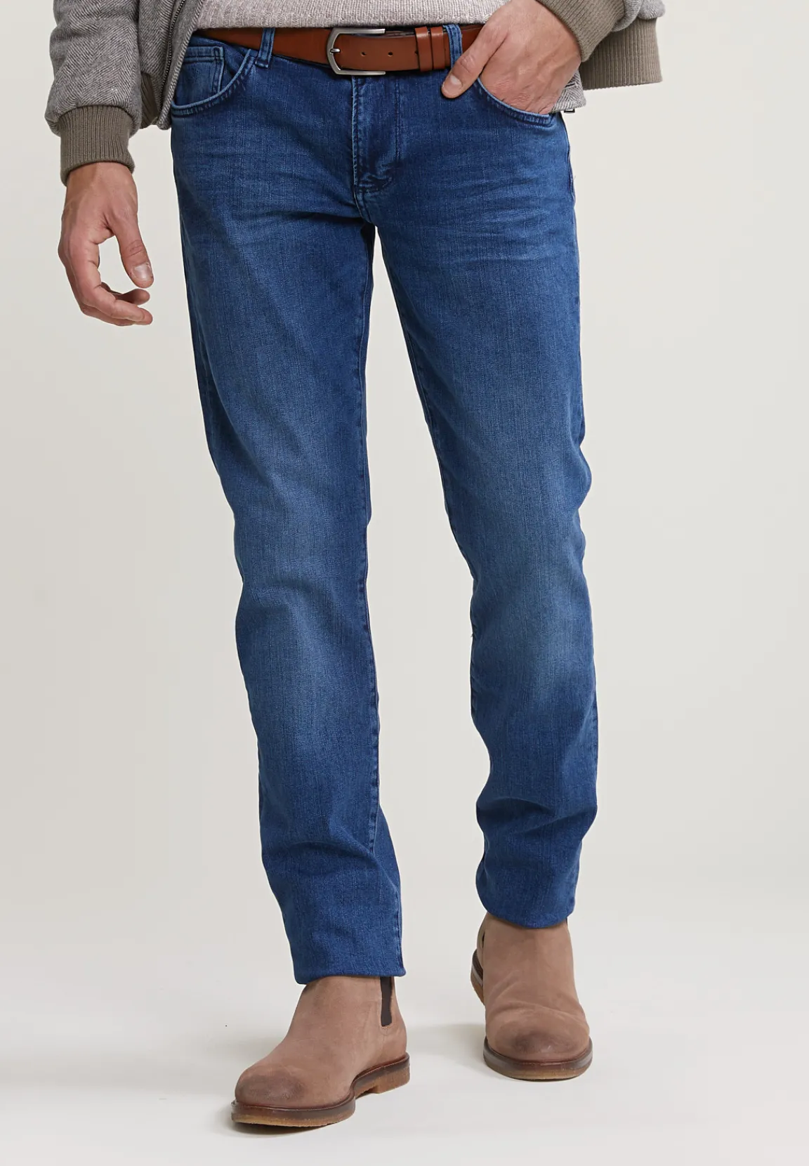 Outlet River Woods Slim fit stretch jeansbroek 5-zakken light stone -
