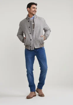 Outlet River Woods Slim fit stretch jeansbroek 5-zakken light stone -