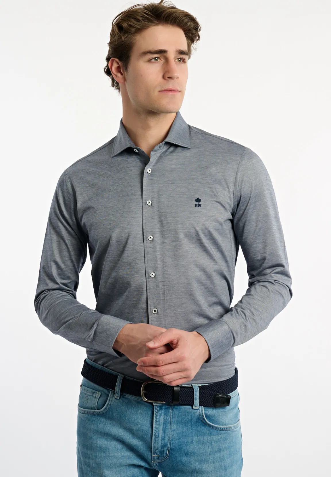Outlet River Woods Slim fit technisch hemd grijs -