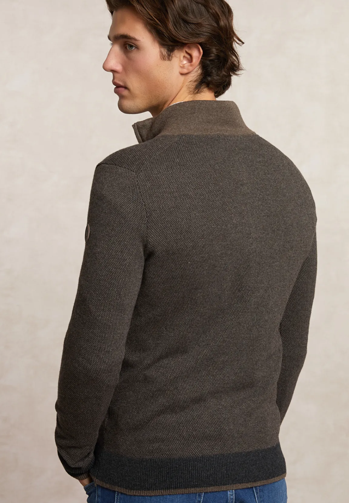 Hot River Woods Slim fit wol-kasjmier trui opstaande kraag hazel mix -