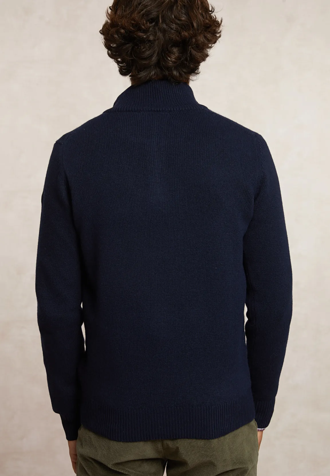 Best River Woods Slim fit wol-kasjmier trui opstaande kraag navy/moonlight mou -