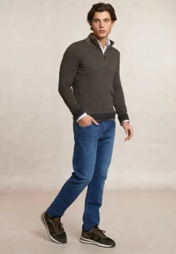 Hot River Woods Slim fit wol-kasjmier trui opstaande kraag hazel mix -