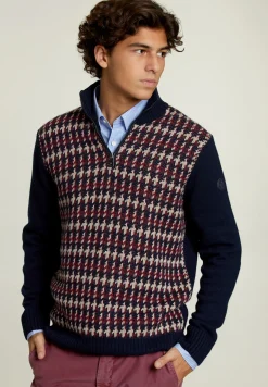Best River Woods Slim fit wollen trui navy/montrose -