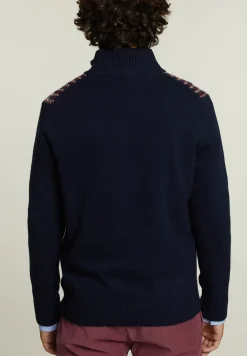 Best River Woods Slim fit wollen trui navy/montrose -