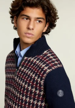 Best River Woods Slim fit wollen trui navy/montrose -