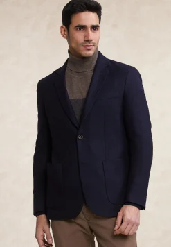 Discount River Woods Slim fit zuivere scheerwol blazer 2-knopen blauw -