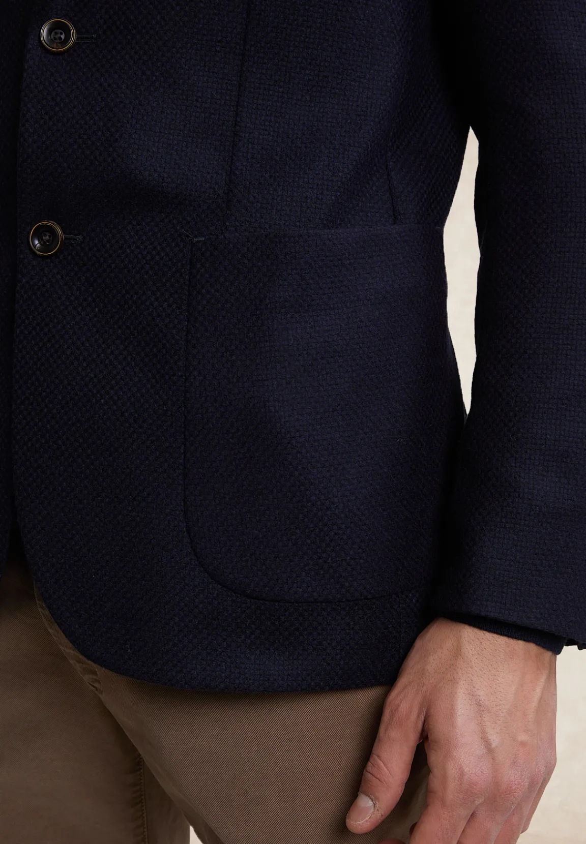 Discount River Woods Slim fit zuivere scheerwol blazer 2-knopen blauw -