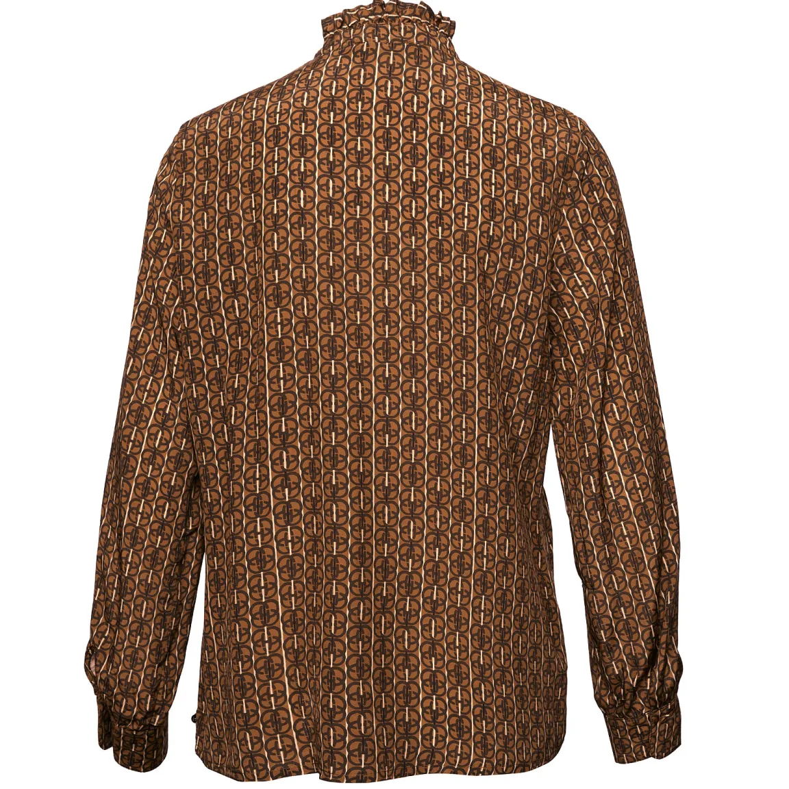 Best River Woods Slipoverblouse met ruffles in bruin -