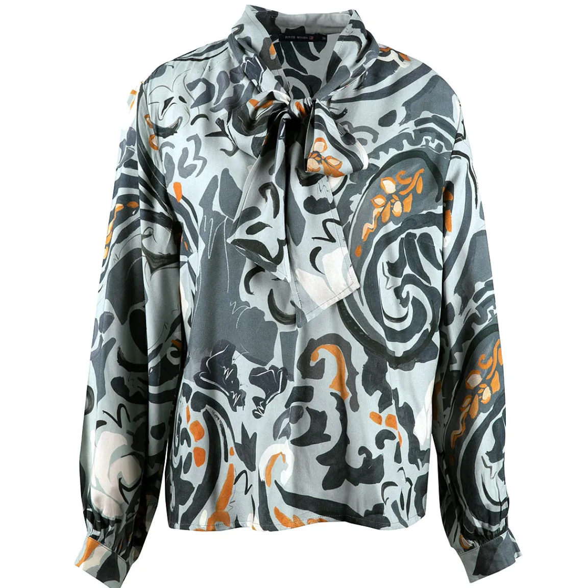 New River Woods Slipoverblouse met verwijderbare sjaal in blauw -