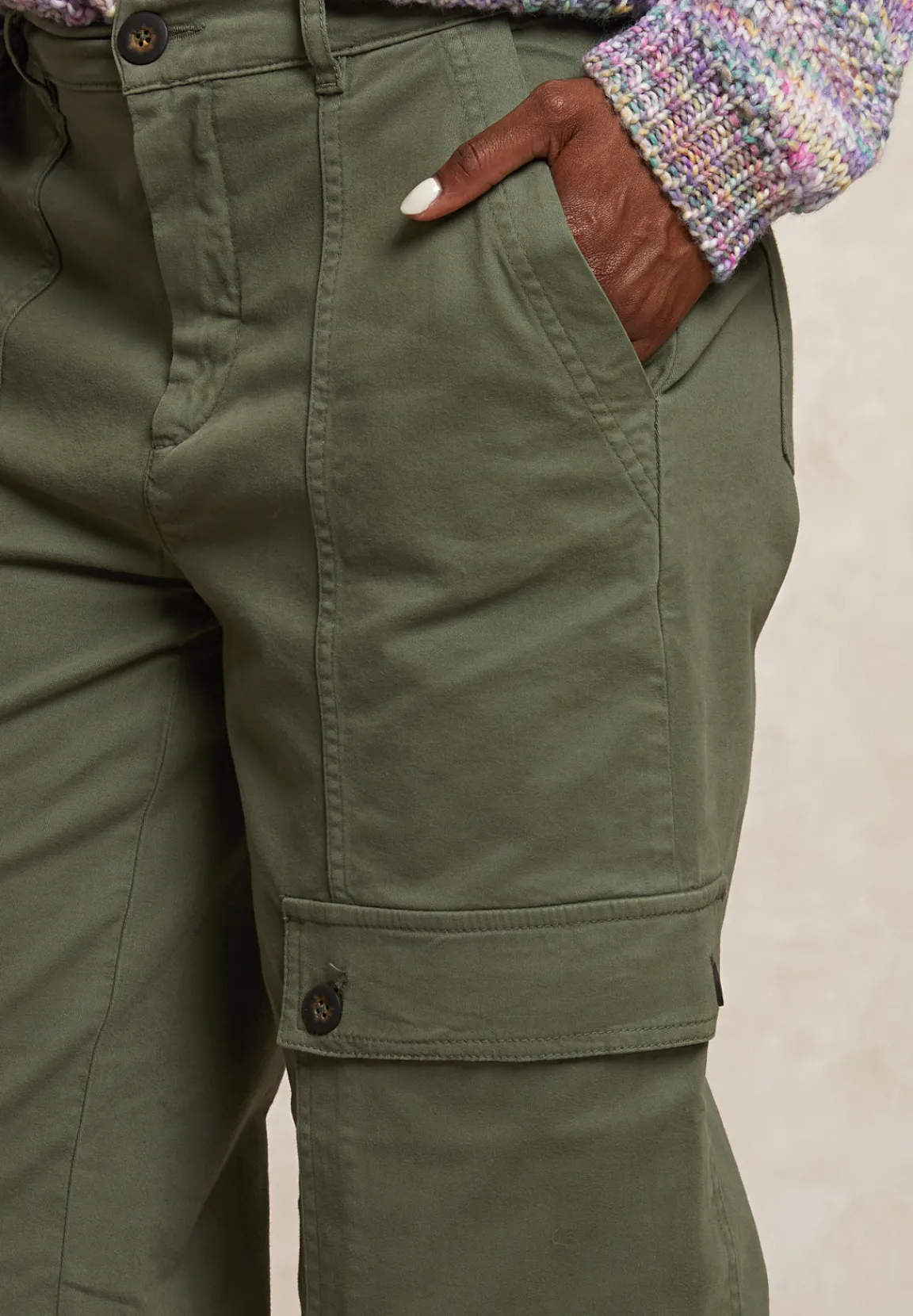 Hot River Woods Stretch broek opgestikte zakken kaki -
