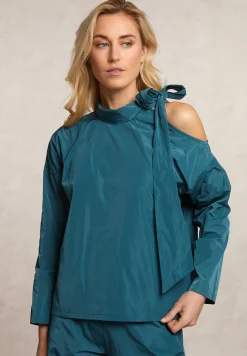 Outlet River Woods Taffeta blouse met strik groen -