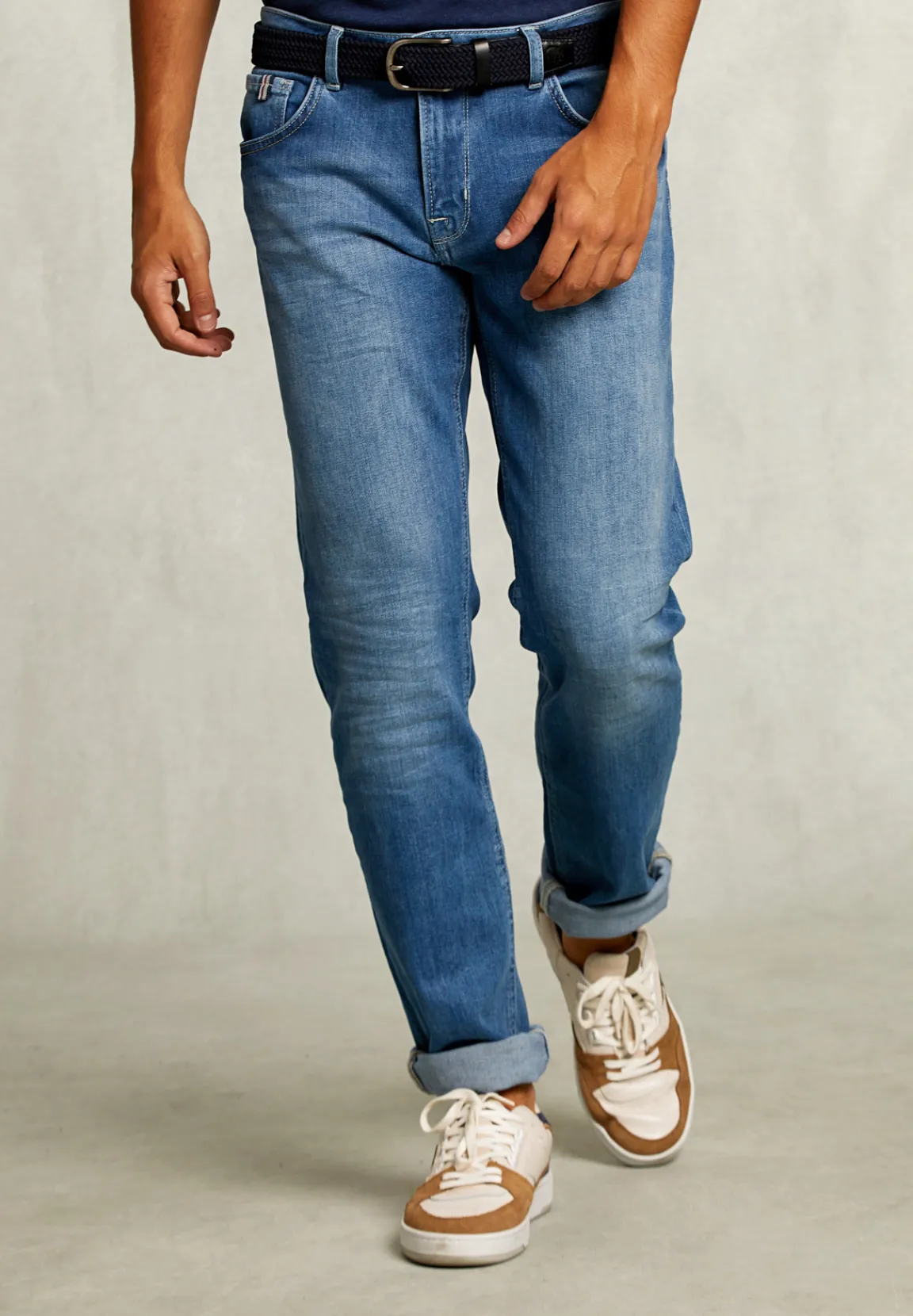 Fashion River Woods Tight fit basic 5-pocket jeansbroek light stone -