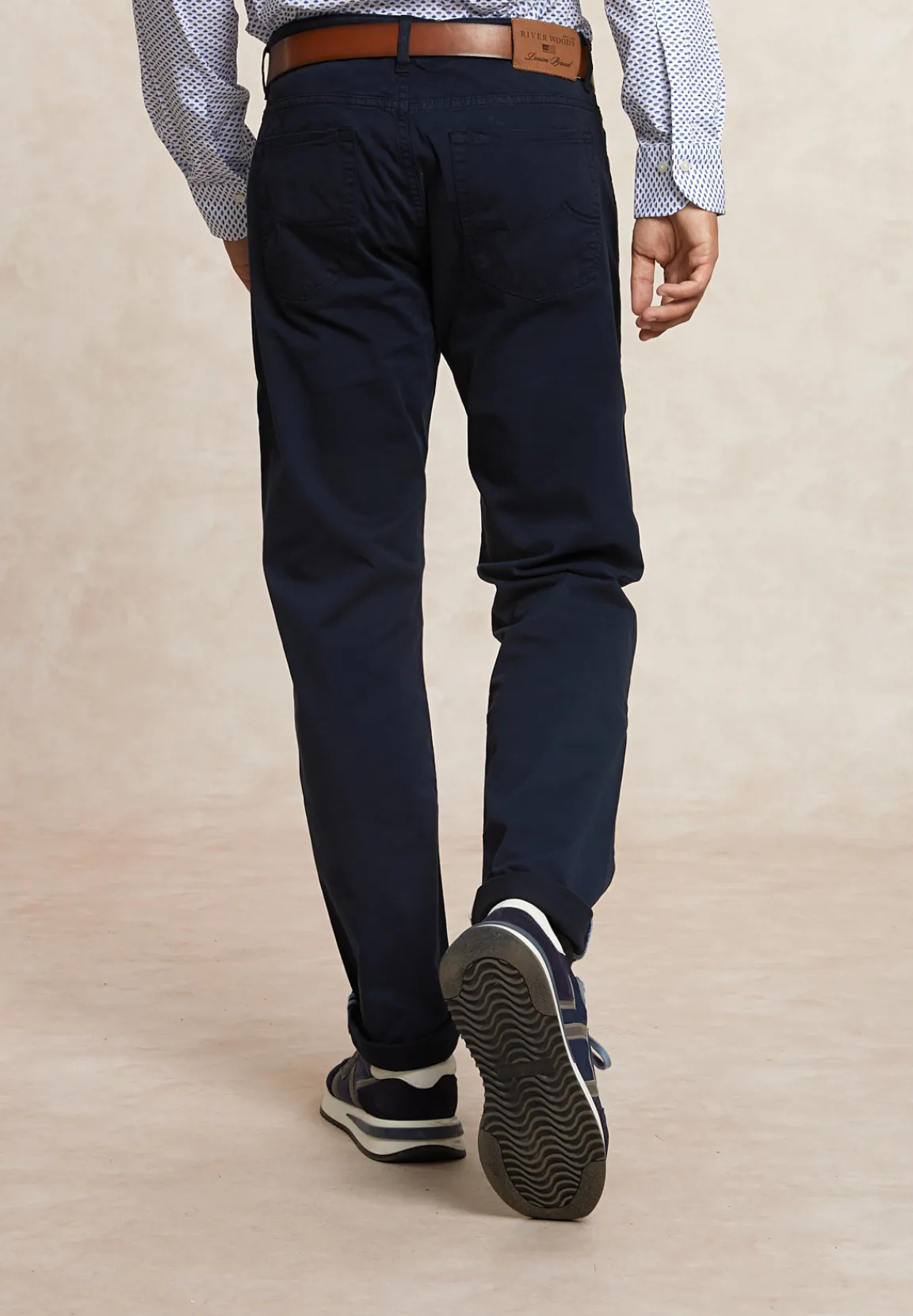 Best River Woods Tight fit basic stretch broek 5-zakken navy -