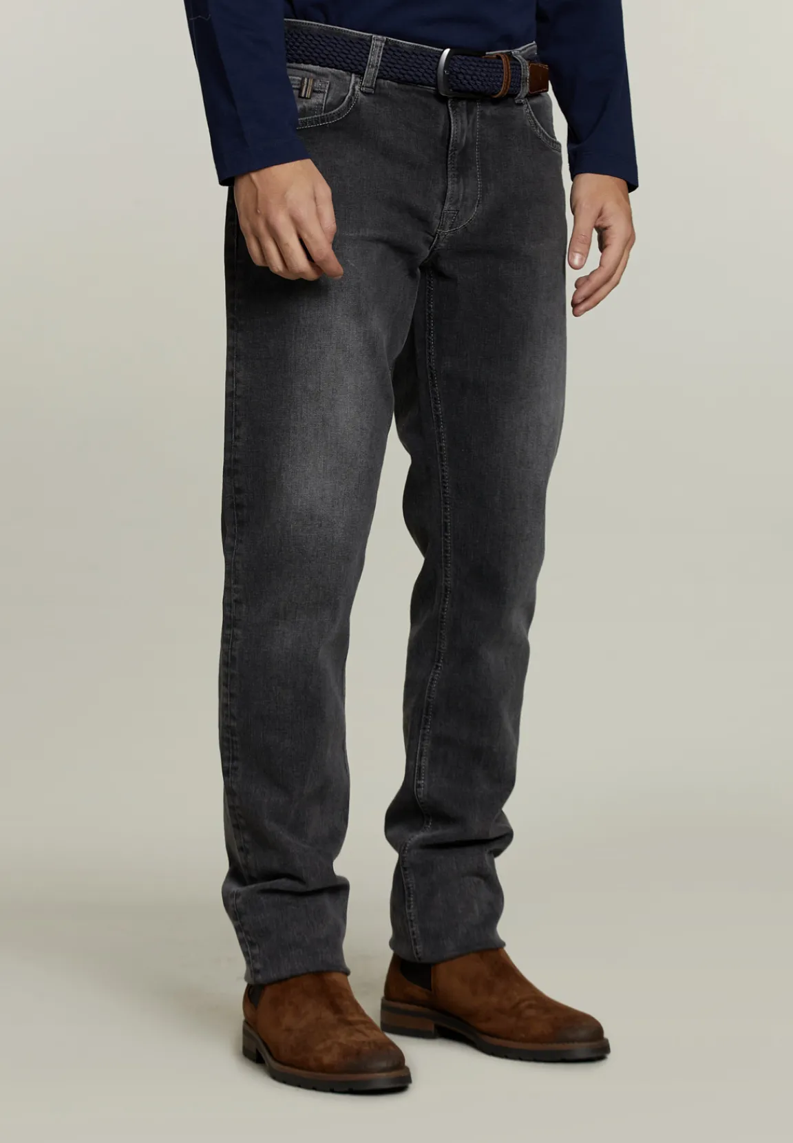 Best River Woods Tight fit jeans 5-zakken grijs -