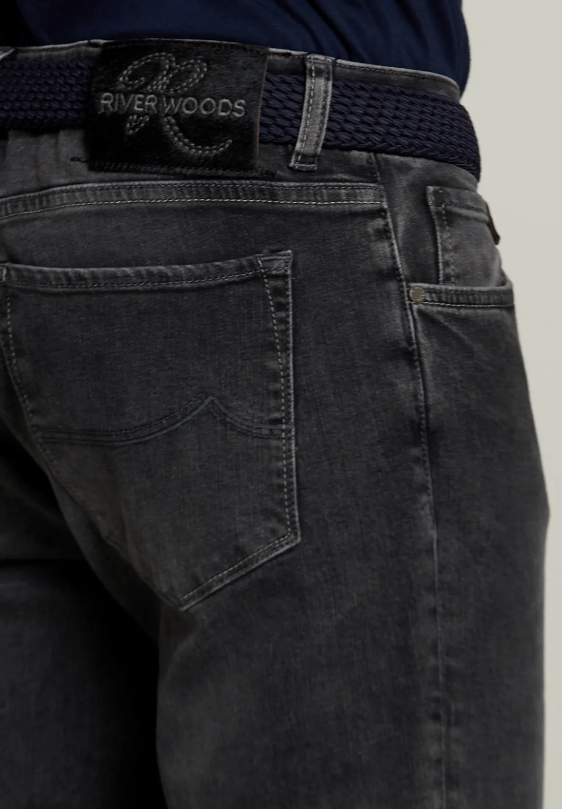 Best River Woods Tight fit jeans 5-zakken grijs -