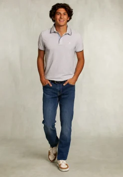 New River Woods Tight fit 5-pocket jeansbroek stone -