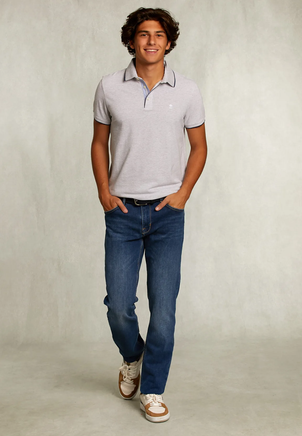 New River Woods Tight fit 5-pocket jeansbroek stone -
